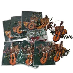 Musical Instrument Christmas Ornaments Set Of 10 Metal Cardinal Bird Lot